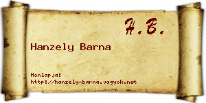 Hanzely Barna névjegykártya